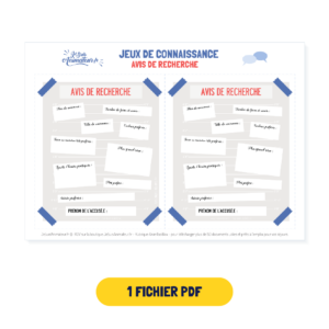 Jeu de connaissance « Avis de recherche » : aperçu des documents PDF