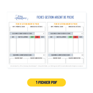 Fiche de gestion de l’argent de poche des enfants : aperçu des documents PDF