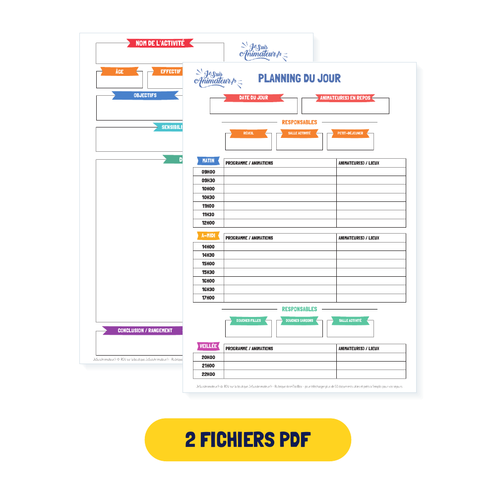 Projet d’activité vierge + Planning du jour en ACM : aperçu des documents PDF