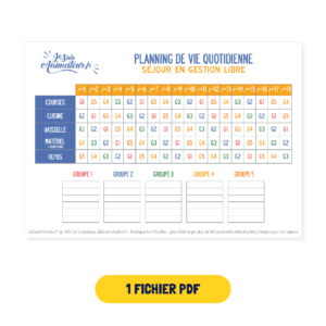 Planning quotidien de répartition des tâches • Séjours en auto-gestion : aperçu des documents PDF