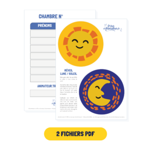 Dispositif lune-soleil au premier plan, accompagné de l’affichage des prénoms